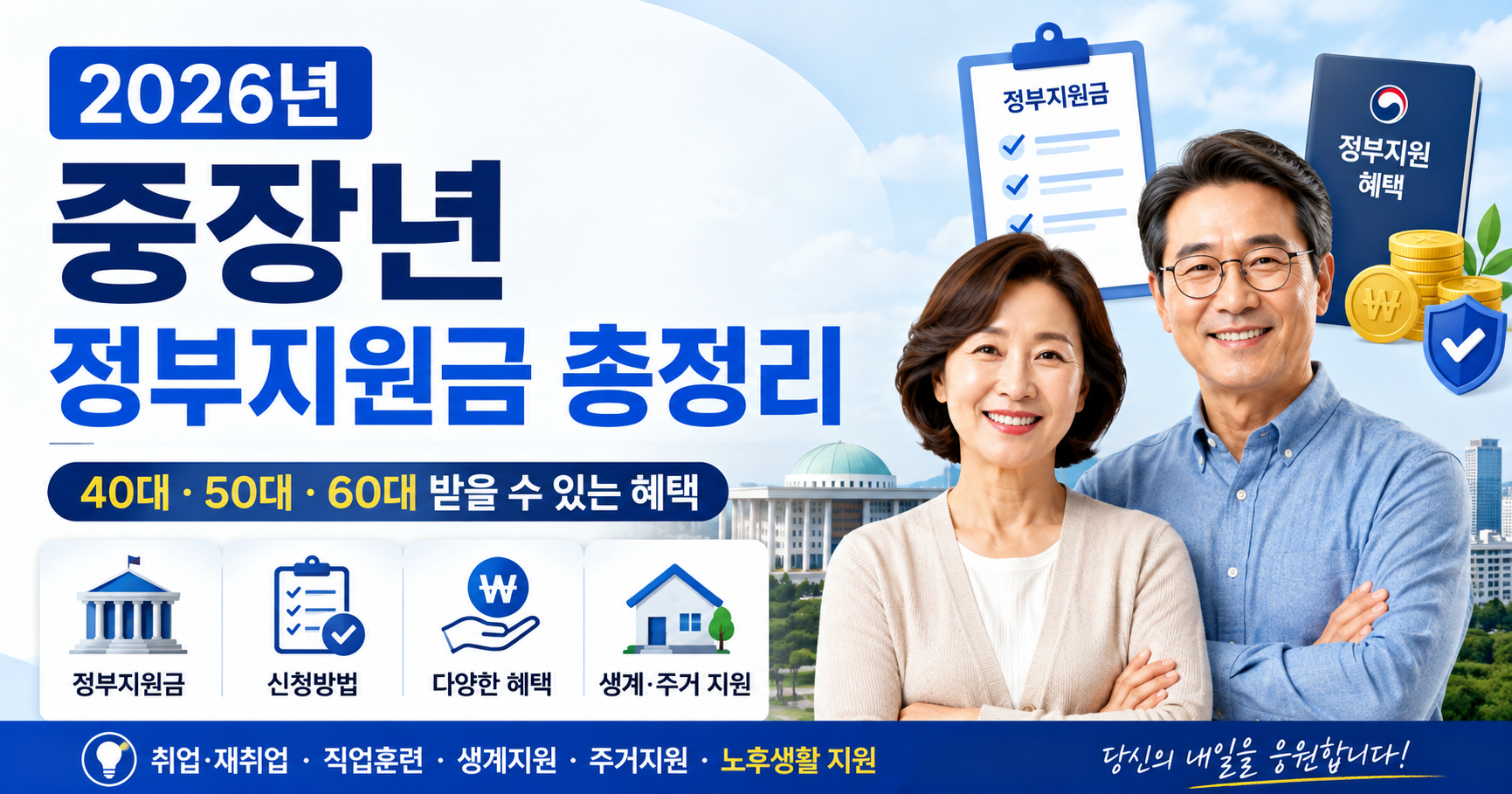 2026년 중장년 정부지원금 총정리 40대 50대 60대 받을 수 있는 혜택